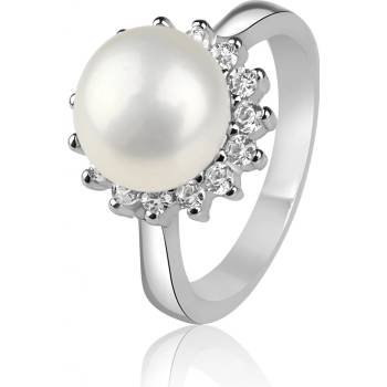 Meucci Stříbrný prsten s perlou a kubickými zirkony SP97R