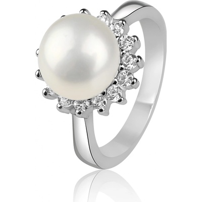 Meucci Stříbrný prsten s perlou a kubickými zirkony SP97R