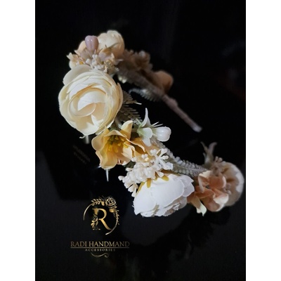 Radi handmade Стилна диадема със светло жълти рози и хортензии (977)