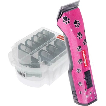 Heiniger Saphir Cordless Pink Paws Clipper (With No. 10 Blade) With Heiniger 9 Pc Comb Guide Set машинка в комплект с приставки