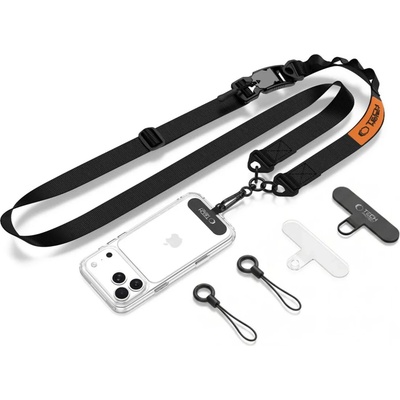 Tech-protect C9S Rope презрамка за през рамо, черно/оранжево (5906302323753)