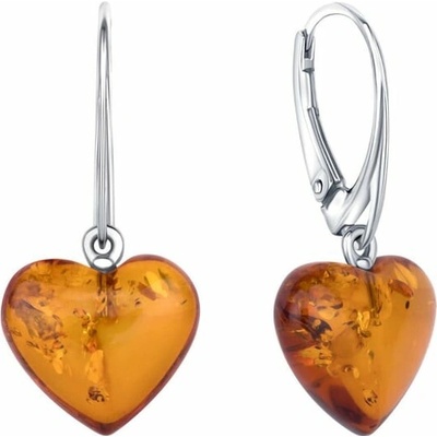 Eppi Strieborné jantárové náušnice v tvare srdca Herta E48480