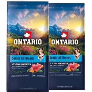 ONTARIO Онтарио Сениор Всички Породи Монопротеин Туна и Сладки Картофи 2 x 12 кг