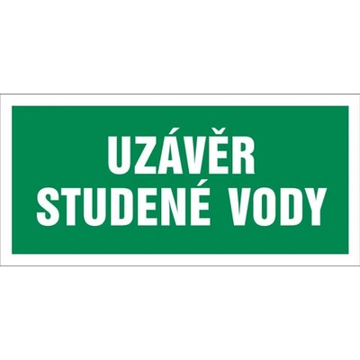 Značka Uzávěr studené vody, samolepicí fólie, 100 × 210 mm BZ FT942