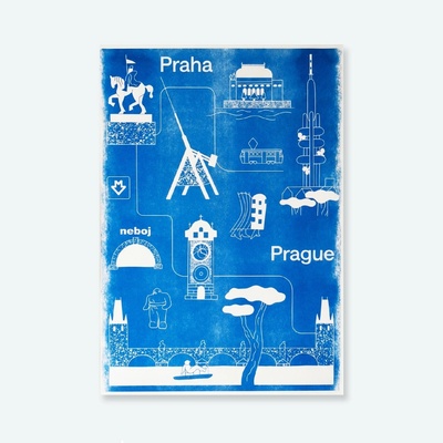 Modrý plakát riso Praha