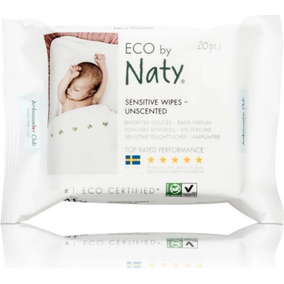 Naty Nature Babycare Eco vlhčené utierky bez vône pre citlivou pokožku 20 ks