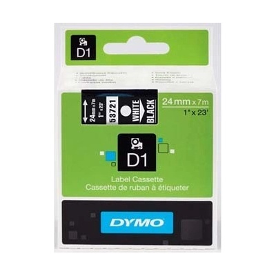 DYMO D1 53721, S0721010 , 24mm x 7m бял печат / черен фон, оригинална лента (53721)