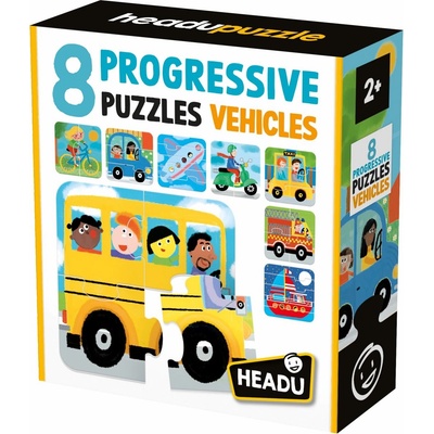 Headu Прогресивен пъзел Headu - Превозни средства, 8 броя (HMU59056)