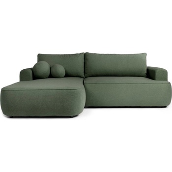Bonami Зелен разтегателен ъглов диван от букле (ляв ъгъл) Quinoa - Bonami Selection (QUINOALEFTCORNERNON37)