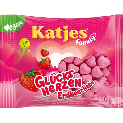 Katjes Family Glücksherzen Erdbeerliebe gumové bonbony 250 g
