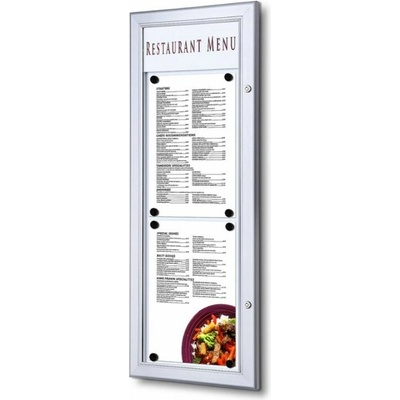 StandMar Venkovní menu vitrína SCZ – uzamykatelná, s logem vitríny-varianty: 2 x A4, na výšku, stříbrný