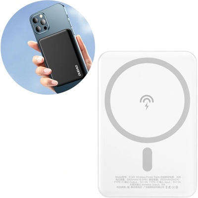 Dudao Безжична преносима батерия Dudao K14S, 10W, 5W Magsafe, 5000mAh, Бял (K14S-white)