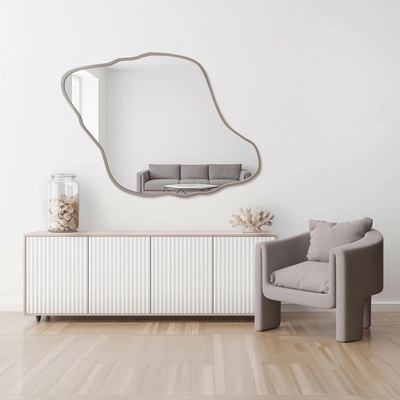 Alfaram Zrkadlo s organickým tvarom v kašmírovom ráme z MDF – MARIS DUNE V RÁME 60x43