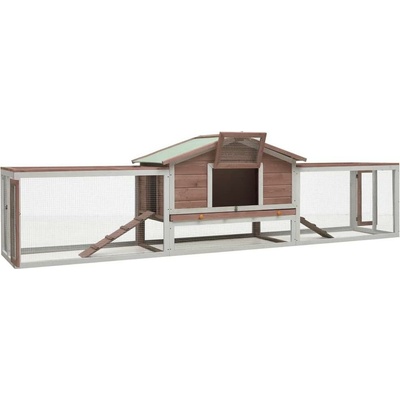 Greatstore králíkárna masivní borové a jedlové dřevo moka 303 x 60 x 86 cm