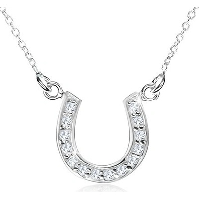 Šperky eshop ze stříbra blyštivá podkova s čirými kamínky SP04.04