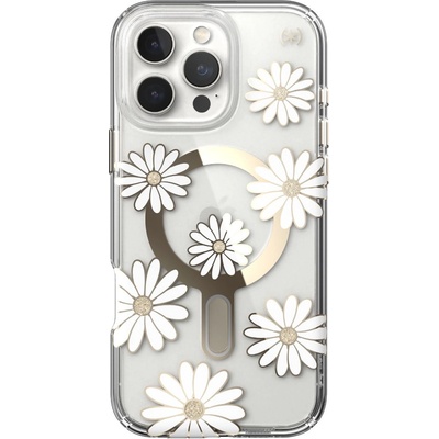 Speck Калъф Speck Presidio Lux-Clear Glitter, MagSafe, ClickLock, за iPhone 16 Pro Max, Sunshine Daisies (24763)
