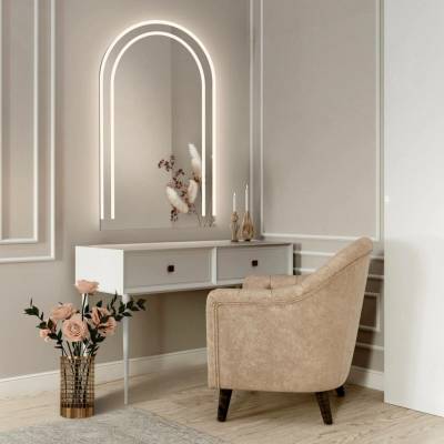 Alfaram Poloviční oválné koupelnové zrcadlo s osvětlením KORIA LED 50x120
