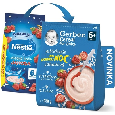 GERBER Cereal mléčná kaše jahodová Dobrou noc 230g – Zboží Dáma