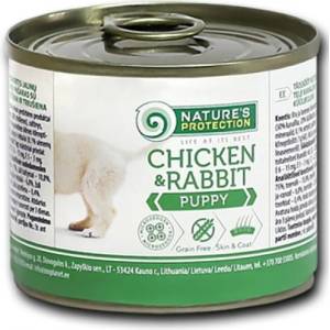 AKVATERA Nature's Protection DOG Puppy Chicken & Rabbit, консерва с пилешко и заешко месо за подрастващи кучета, Литва - 200 гр