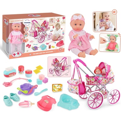 Mamido bábätko s kočíkom a doplnkami Baby Sweet Love MT1596