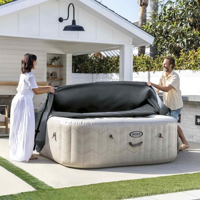 Intex Спа покривало Тъмносиво 175 x 175 x 72 см PVC и PU (42035641)