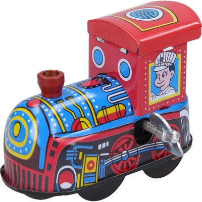 Wiky Mašinka Lokomotiva kovová natahovací na klíček 6cm v krabičce – Zboží Mobilmania