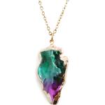 HARAHU Колие Crystal Stone - Зелена / Лилава KP21754