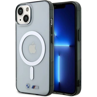 BMW Кейс BMW BMHMP14SHCRS за iPhone 14 6.1"", прозрачен, твърд, Silver Ring MagSafe