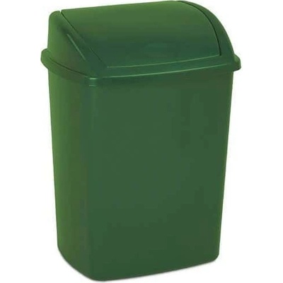 Manutan Odpadkový kôš s výklopným vekom 15 l zelený