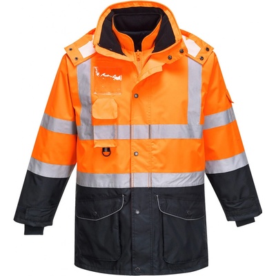 Portwest S426 HI VIS CONTRAST TRAFFIC reflexná bunda 7v1 Fluorescenčno oranžová Námornícka modrá
