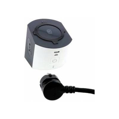 Legrand HELMO Preloader charging station: 2x2P+with USB A+C induction charger with cable 2.0m 15 mm2 white/graphite 049412