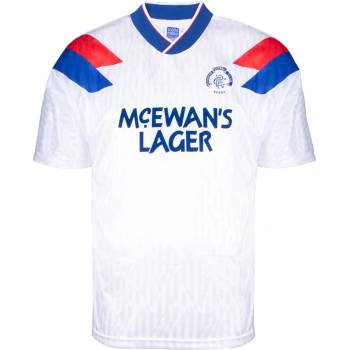 Score Draw Футболна фланелка Score Draw Rangers 1990 Away Shirt Adults - White