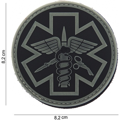 Gumová nášivka 101 Inc znak Para Medic - svetlo sivá