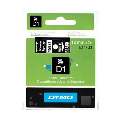 Dymo D1 45021, S0720610, 12mm x 7m biela tlač / čierný podklad, originálna páska