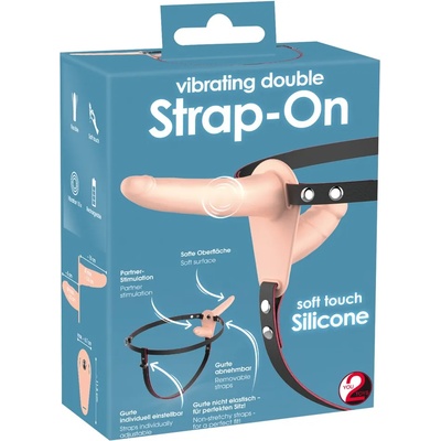 You2Toys Vibrating Double Strap-On Soft Touch Silicone Skin