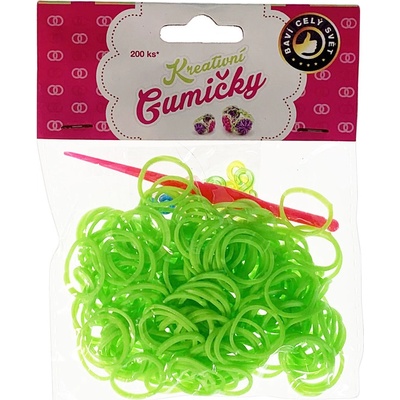 Loom Bands pletací gumičky světle zelené 200ks + háček