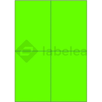 Labelea Samolepiace etikety 105x148 mm signálne farebné papierové, na hárku A4, pre laserovú tlač, Farba etikiet Signálna zelená, Počet hárkov v balení 100 EPY105148SG004S
