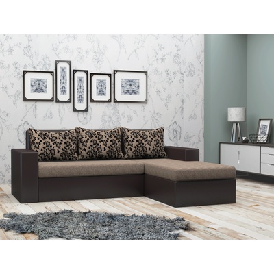 DST Ъглов диван Denver-dst, венге кожа и светло кафяво