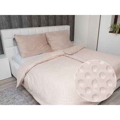 Biante obliečky Minky 3D bodky MKP-010 Púdrovo béžové 140x220 70x90
