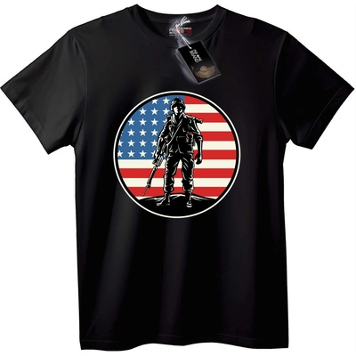NOONEBRAND Тениска Патриотичен Войник - S, Black