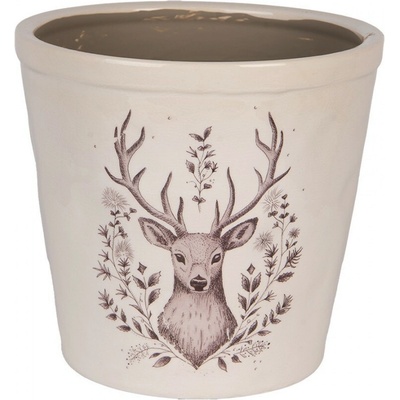 Clayre & Eef Planter 21x20 Cm Beige Ceramic Deer 21x20 cm