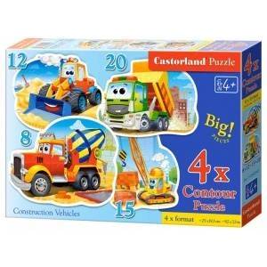 Castorland Puzzle 4in1 8, 12, 15, 20-piece Construction Vehicles