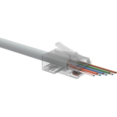 SOLARIX Univerzální EASY konektor RJ45 CAT6 UTP 8p8c na drát i licnu, 100ks SXRJ45-6-UTP-EASY