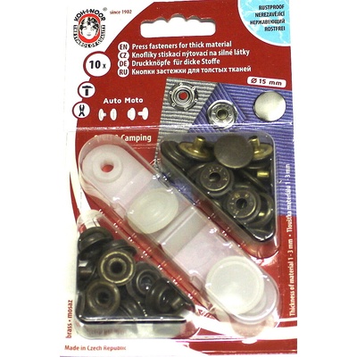 Koh-I-Noor Druk AUTO MOTO 15mm staromosaz, knoflík stiskací na silné látky bal. 10ks – Hledejceny.cz