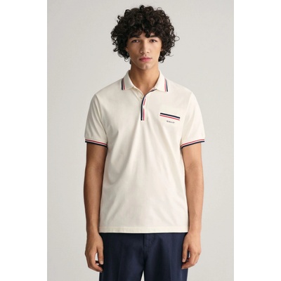 Gant 2-Col Tipping ss pique polo eggshell