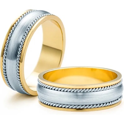 SAVICKI Сватбени халки: двуцветно злато, полукръгъл пофил. 6 мм