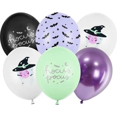 PartyDeco balónky barevné s halloweenským motivem Čarodějnice