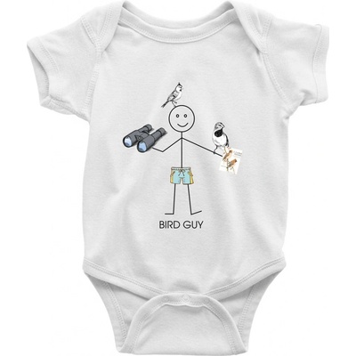Bird guy Dojčenské body krátký rukáv biele