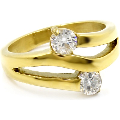 Bruno Prsten GOLD se dvěma kamínky S3173