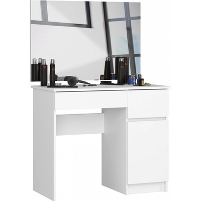 Ak furniture Kozmetický stolík so zrkadlom P-2 90x50 cm biely pravý